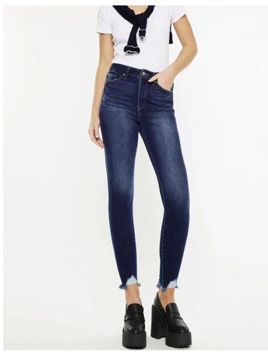 KanCan Denim - Kancan Maria Women's Denim High-rise Skinny Fray Hem Ankle Blue Jeans Size 9/28
